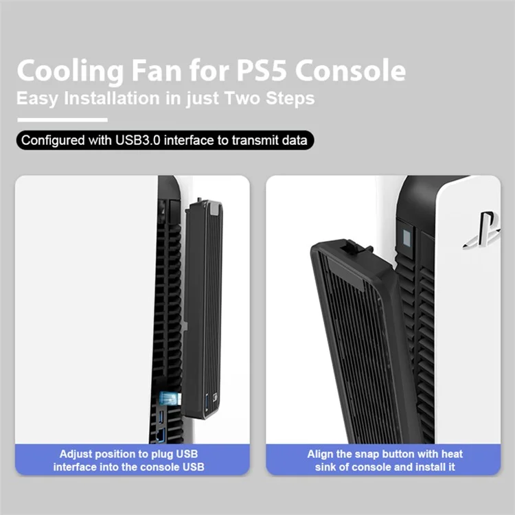 For PS5 Game Console ABS Cooling Fan 2-Gear Wind Heat Dissipation USB Fan Cooler - White
