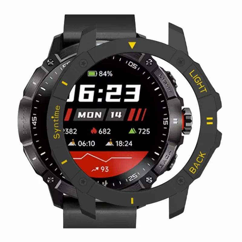 For Syntime 2 / 2 Pro Hard PC Watch Case Hollowed-out Anti-scratch Frame Cover - Black+Yellow