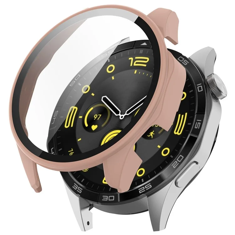 Montre For Honor Watch 4 Pro Étui de protection en PC avec film de protection d'écran en verre trempé - Rose