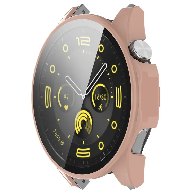 Montre For Honor Watch 4 Pro Étui de protection en PC avec film de protection d'écran en verre trempé - Rose