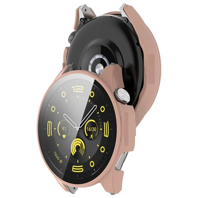 Montre For Honor Watch 4 Pro Étui de protection en PC avec film de protection d'écran en verre trempé - Rose