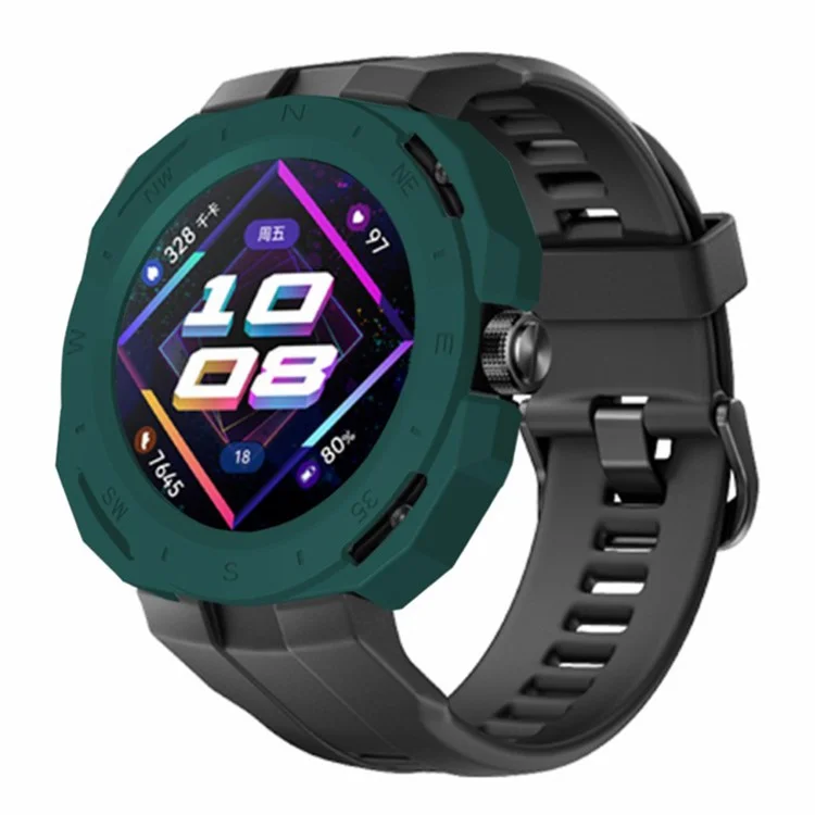 Para Huawei Watch GT Cyber Hard PC Watch Frame Hollow Protective Case Cover - Midnight Green