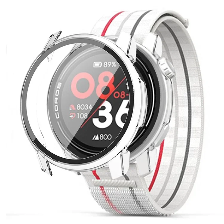 Para el reloj Coros Pace 3 Funda con protector de pantalla de cristal templado - Transparente