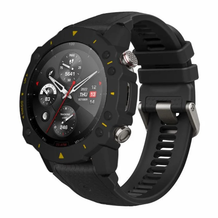 For Huami Amazfit Falcon Watch Case Anti-drop Hard PC Watch Frame Protective Shell - Black+Yellow