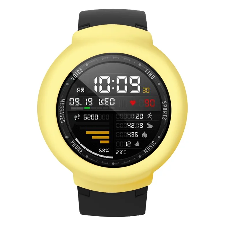For Huami Amazfit Verge / Verge Lite Silicone Bumper Frame Hollowed Protective Cover - Yellow