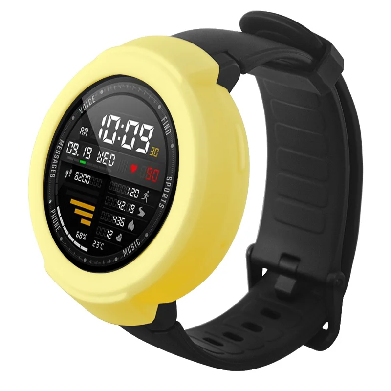 For Huami Amazfit Verge / Verge Lite Silicone Bumper Frame Hollowed Protective Cover - Yellow