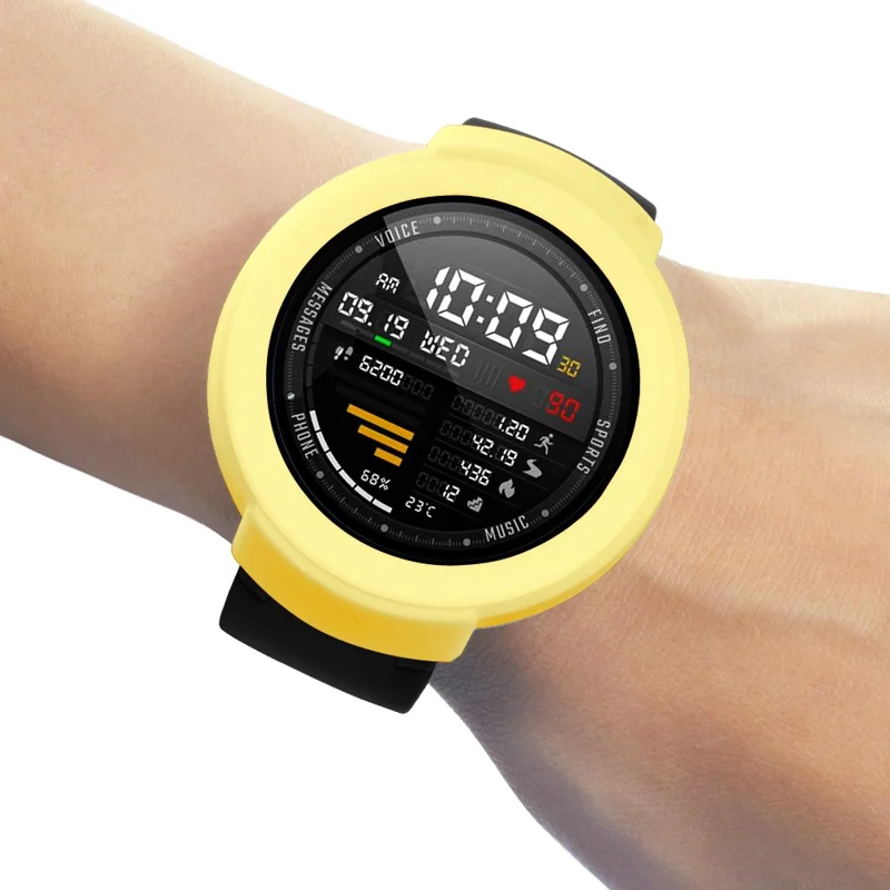 For Huami Amazfit Verge / Verge Lite Silicone Bumper Frame Hollowed Protective Cover - Yellow
