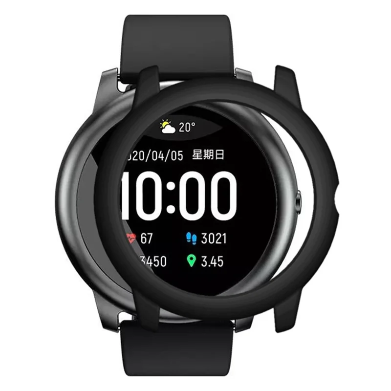For Haylou Solar LS05 Hard PC Frame Cover Electroplating Watch Case Protector - Black