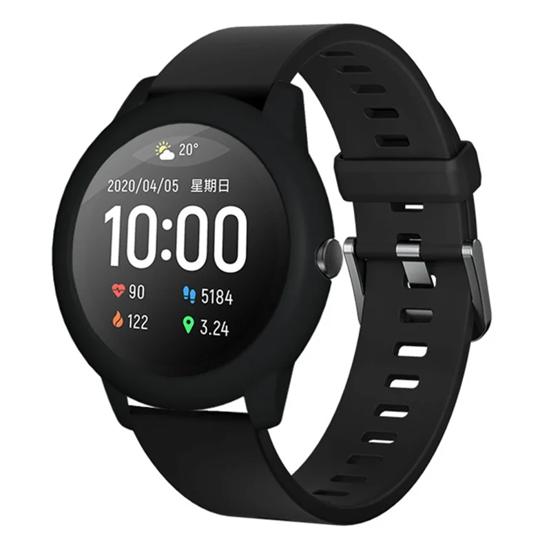 For Haylou Solar LS05 Hard PC Frame Cover Electroplating Watch Case Protector - Black