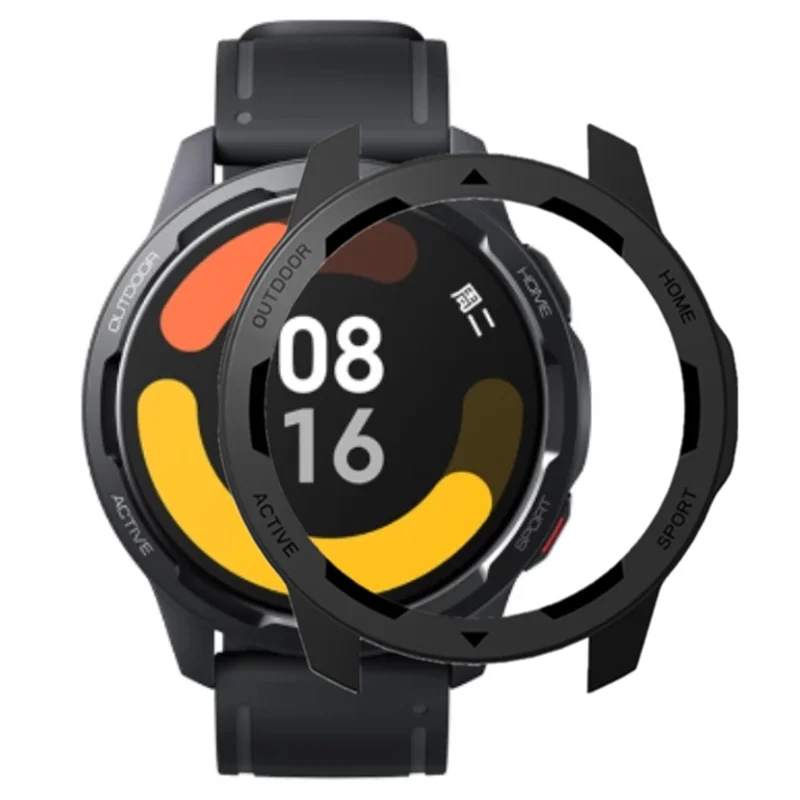 For Xiaomi Watch S1 Active / Watch Color 2 Protective Cover Hard PC Watch Case Hollow Frame - Black