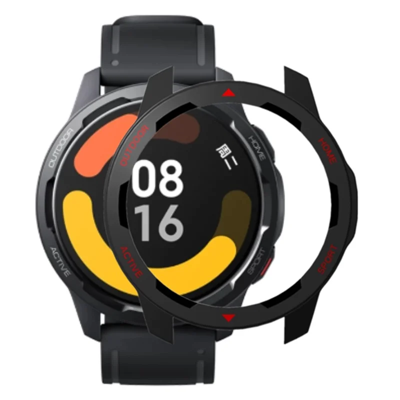 For Xiaomi Watch S1 Active / Watch Color 2 Protective Cover Hard PC Watch Case Hollow Frame - Black+Red