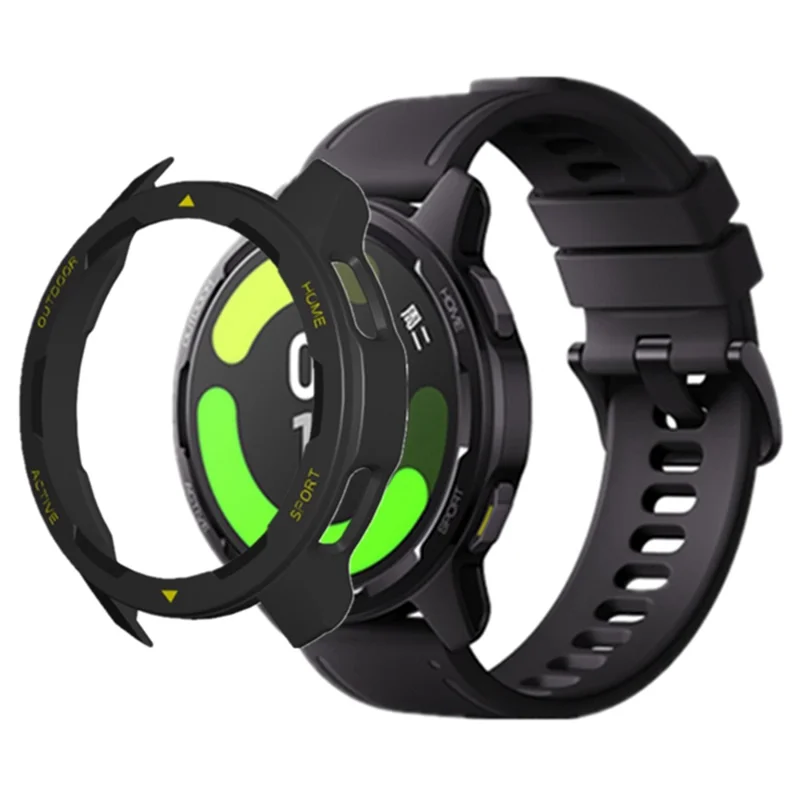 For Xiaomi Watch S1 Active / Watch Color 2 Protective Cover Hard PC Watch Case Hollow Frame - Black+Yellow