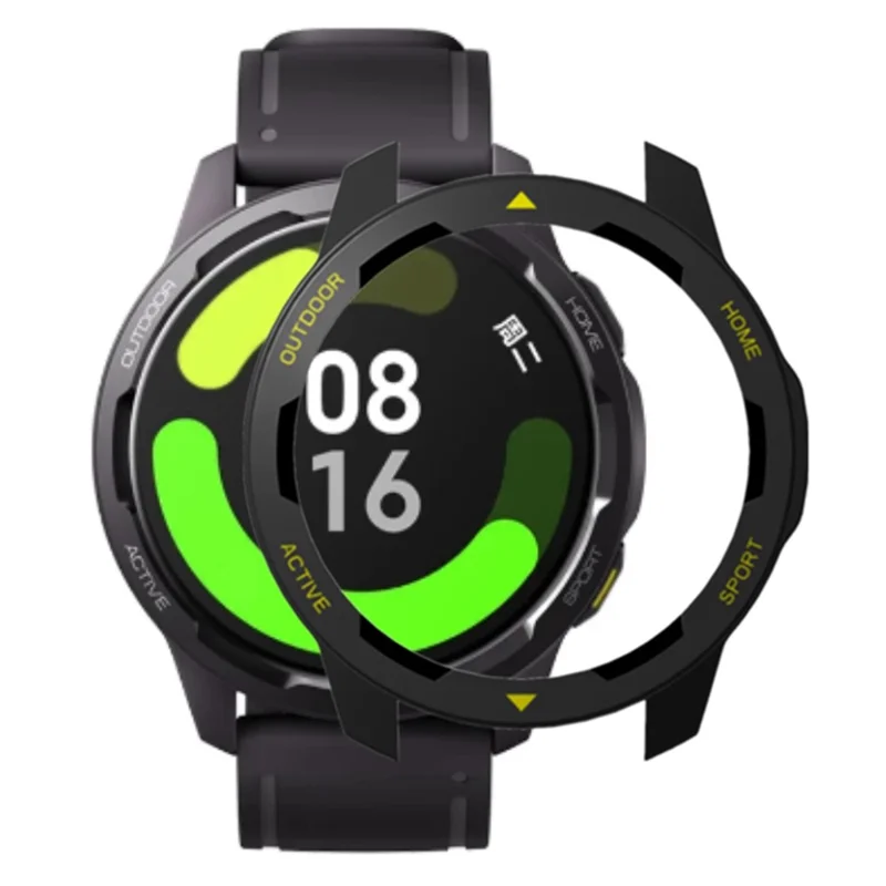 For Xiaomi Watch S1 Active / Watch Color 2 Protective Cover Hard PC Watch Case Hollow Frame - Black+Yellow