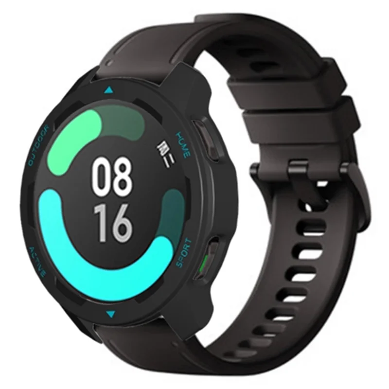 For Xiaomi Watch S1 Active / Watch Color 2 Protective Cover Hard PC Watch Case Hollow Frame - Black+Blue