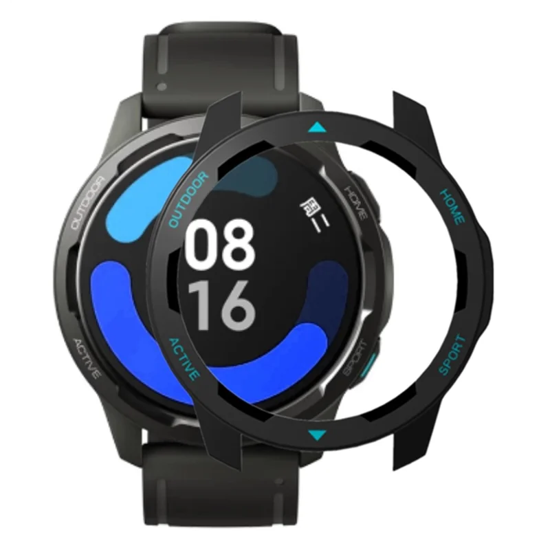 For Xiaomi Watch S1 Active / Watch Color 2 Protective Cover Hard PC Watch Case Hollow Frame - Black+Blue