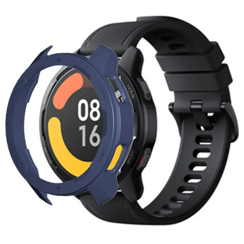 For Xiaomi Watch S1 Active / Watch Color 2 Protective Cover Hard PC Watch Case Hollow Frame - Midnight Blue