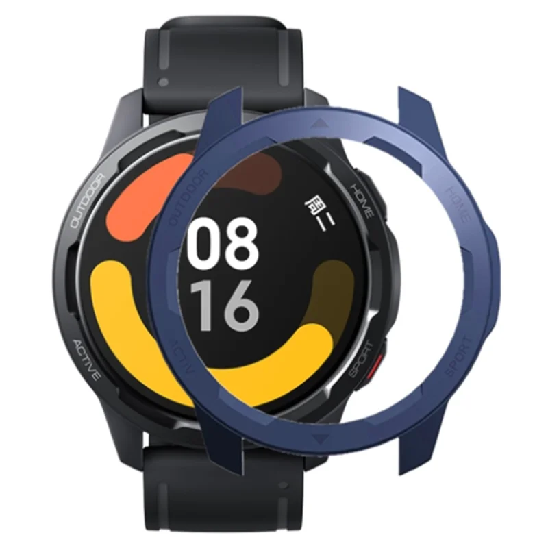 For Xiaomi Watch S1 Active / Watch Color 2 Protective Cover Hard PC Watch Case Hollow Frame - Midnight Blue