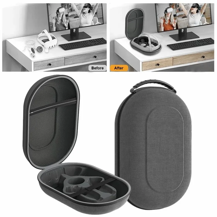 AL-Q022 For Meta Quest 3 VR Headset Carrying Case EVA+Polyester Portable Storage Bag