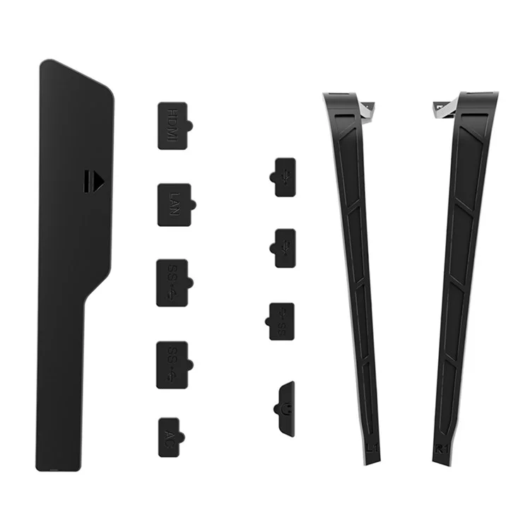 AL-P5231 For PS5 / PS5 Slim Game Console Silicone Dust Plugs + Dust-proof Net Set