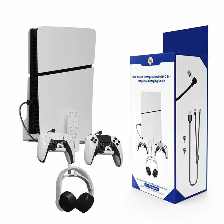 JYS P5177 para PlayStation PS5 Slim Wall Mount Bracket Carregador de Controle Aéreo Suporte de Fone de Ouvido