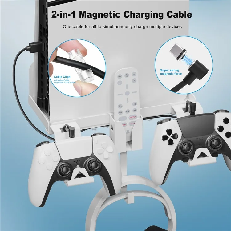 JYS P5177 para PlayStation PS5 Slim Wall Mount Bracket Carregador de Controle Aéreo Suporte de Fone de Ouvido