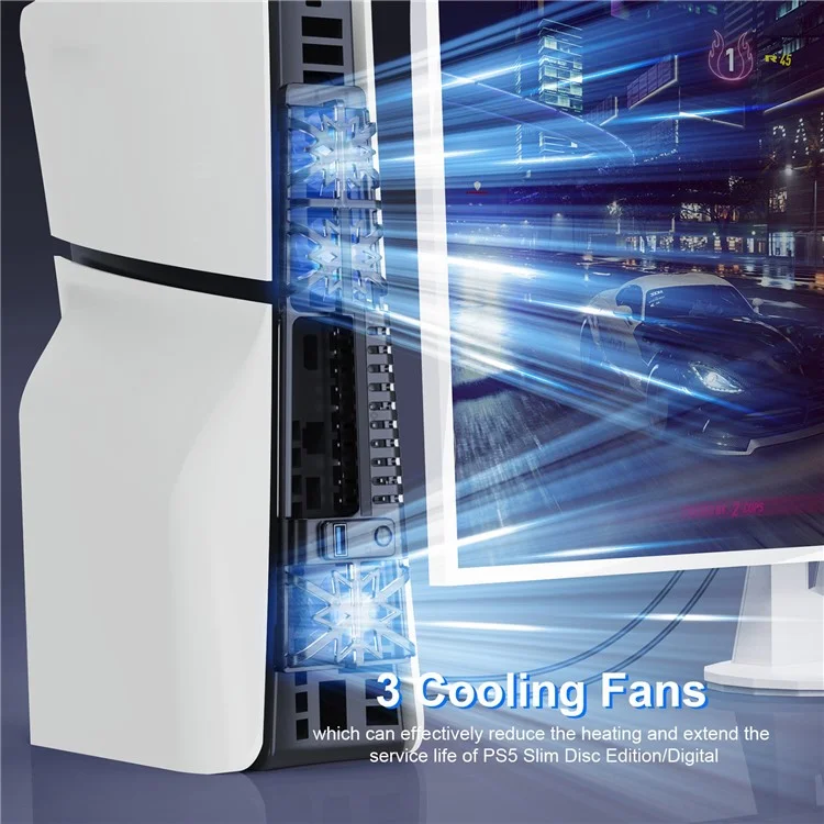 JYS P5175 für Sony PS5 Slim Cooling Fan Game Console Heat Dissipation RGB Effect Light Cooler Fan