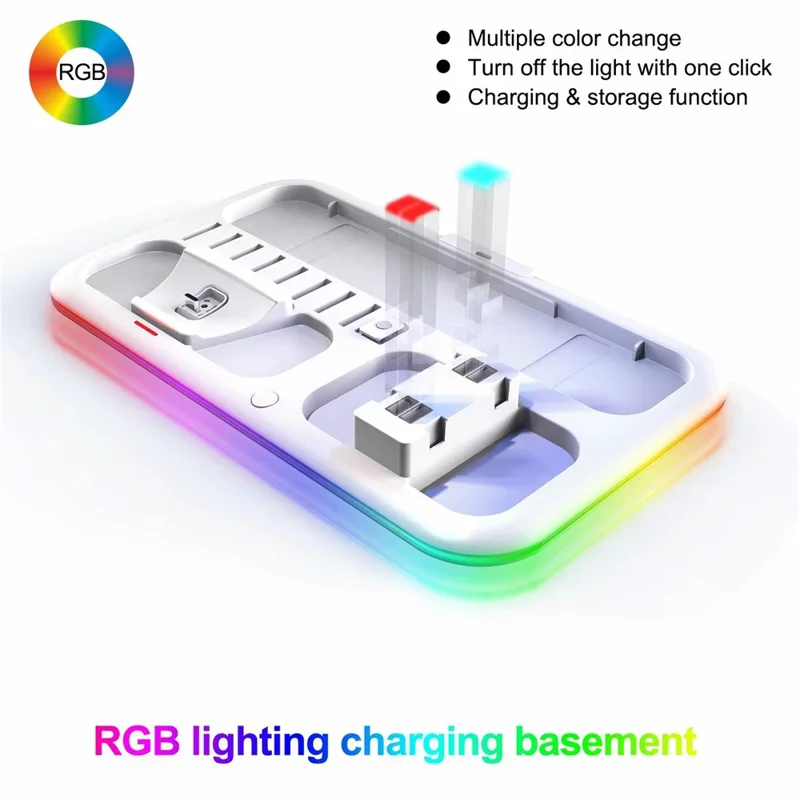 HONCAM DZ601 RGB Light Charging Station for Nintendo Switch Game Console / Controller Heat Dissipation Charging Dock Stand - White