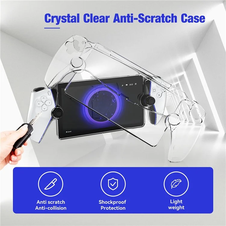 JYS P5187 per controller di gioco PS5 Portal, custodia protettiva per PC anti-graffio cristallo trasparente