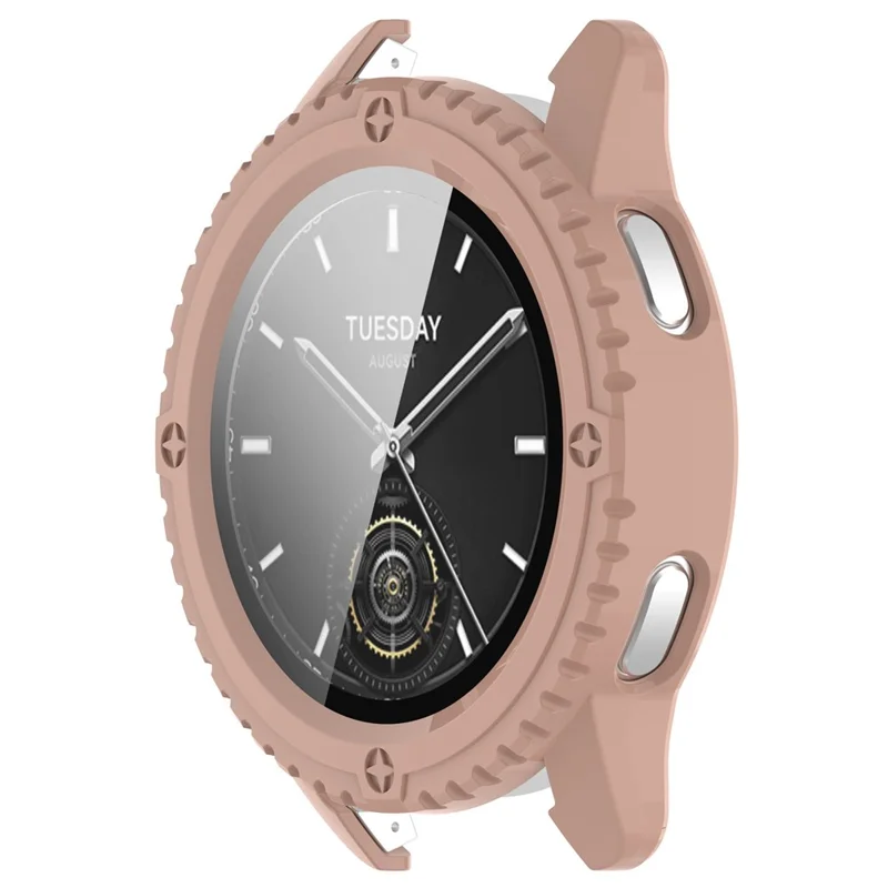 For Xiaomi Watch S3 Protective Cover Hard PC Watch Case  with Tempered Glass Screen Protector - Pink