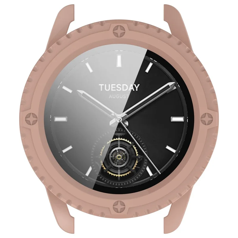 For Xiaomi Watch S3 Protective Cover Hard PC Watch Case  with Tempered Glass Screen Protector - Pink