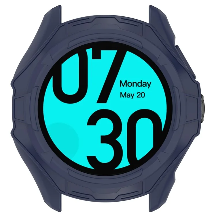 For TicWatch Pro 5 Shockproof TPU Watch Frame Case Half-Wrapped Smartwatch Protector - Midnight Blue
