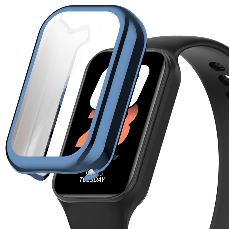 For Xiaomi Smart Band 8 Active / Redmi Band 2 TPU Watch Case Electroplating Frame Cover - Electroplating Blue