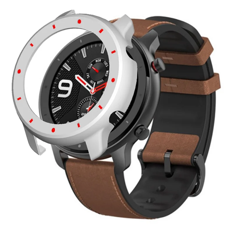 Per Huami Amazfit GTR 47mm Anti-collision PC Watch Case Dual Color Design Protective Frame - Bianco+Rosso