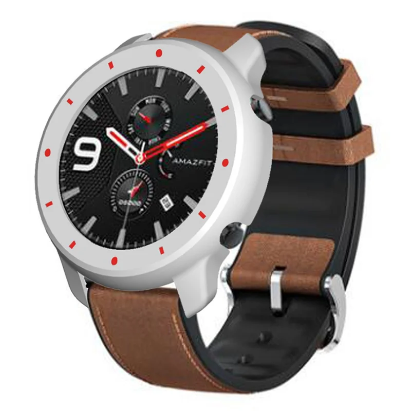 Per Huami Amazfit GTR 47mm Anti-collision PC Watch Case Dual Color Design Protective Frame - Bianco+Rosso
