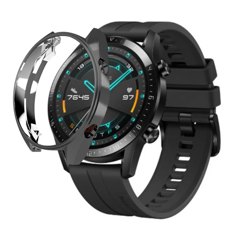 Huawei Watch GT / Watch GT 2 46mm / Watch GT 2 42mm Watch Case TPU Elektroplattierung Rahmen Schutz - Schwarz
