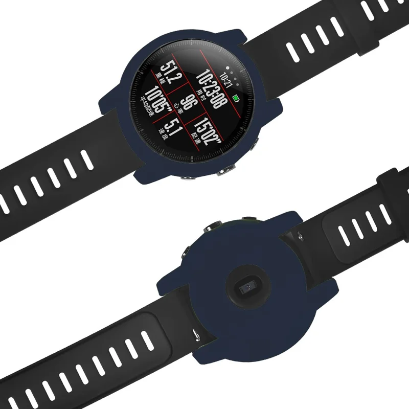 Beschermende rand van zacht siliconen voor Huami Amazfit Stratos 2 horloge - Middernachtblauw