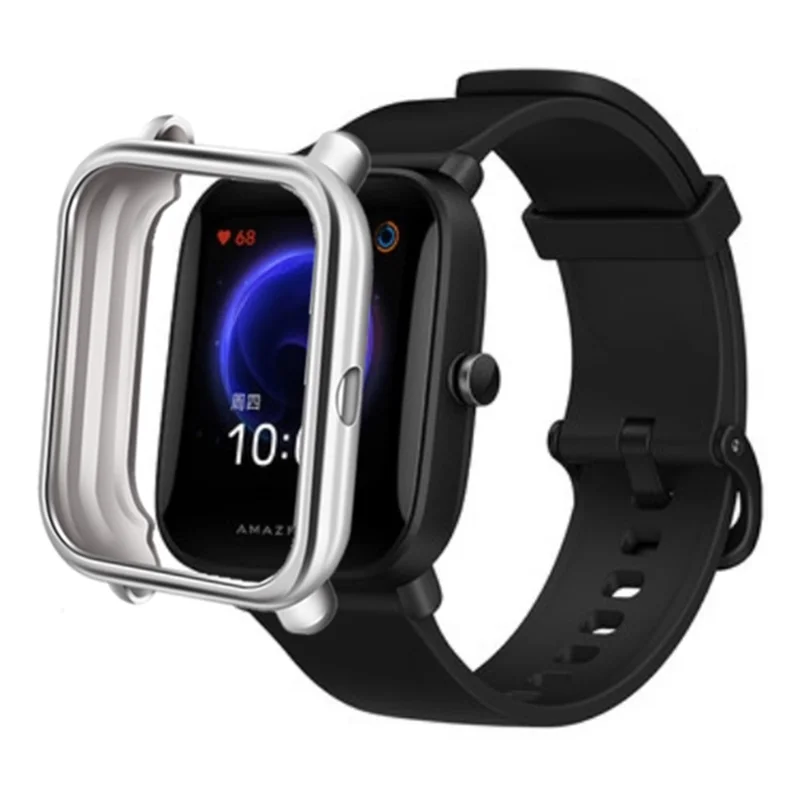 For Huami Amazfit Bip / Amazfit Bip U / Amazfit Bip Pop Case TPU Electroplating Watch Frame Cover - Silver