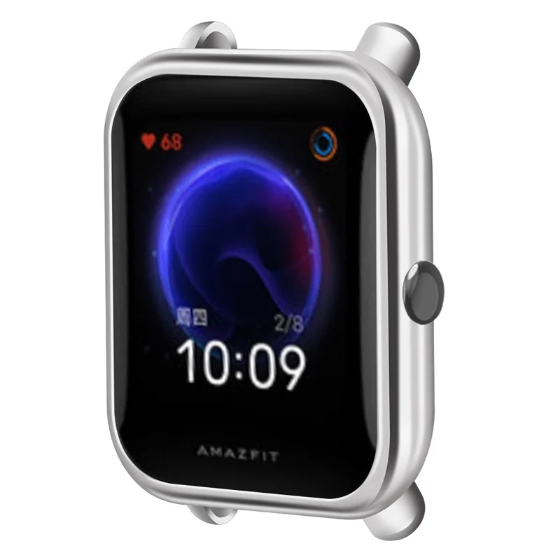 For Huami Amazfit Bip / Amazfit Bip U / Amazfit Bip Pop Case TPU Electroplating Watch Frame Cover - Silver