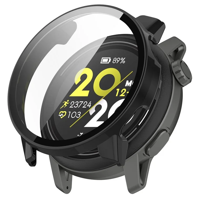 Para Coros Pace 3 Protective Case Hard PC Watch Cover com Protetor de Tela de Vidro Temperado - Preto