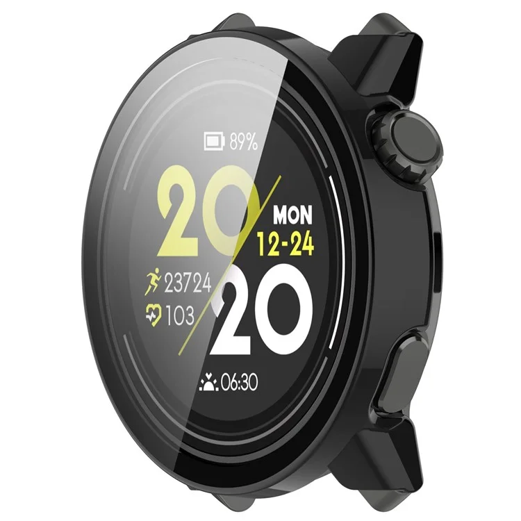Para Coros Pace 3 Protective Case Hard PC Watch Cover com Protetor de Tela de Vidro Temperado - Preto