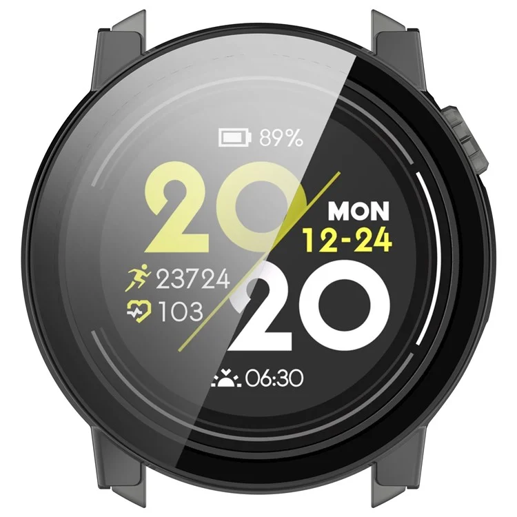 Para Coros Pace 3 Protective Case Hard PC Watch Cover com Protetor de Tela de Vidro Temperado - Preto
