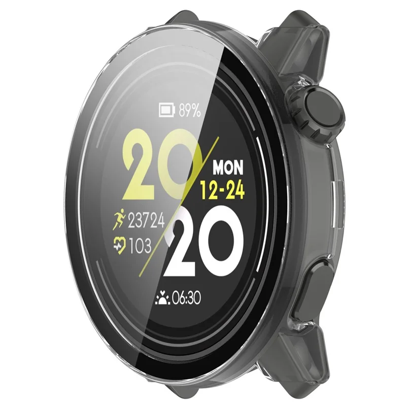 For Coros Pace 3 Protective Case Hard PC Watch Cover with Tempered Glass Screen Protector - Transparent White
