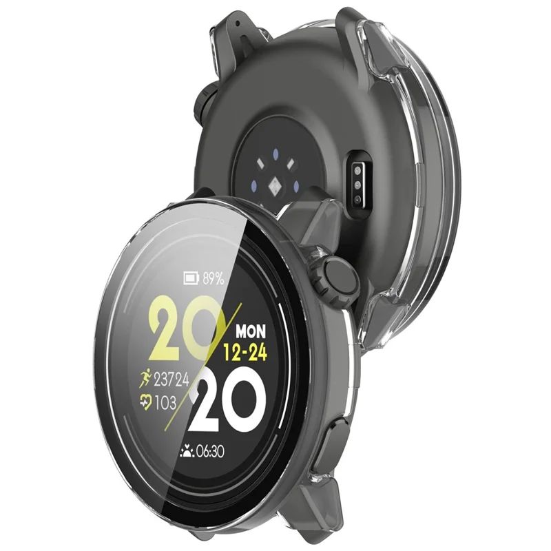 For Coros Pace 3 Protective Case Hard PC Watch Cover with Tempered Glass Screen Protector - Transparent White