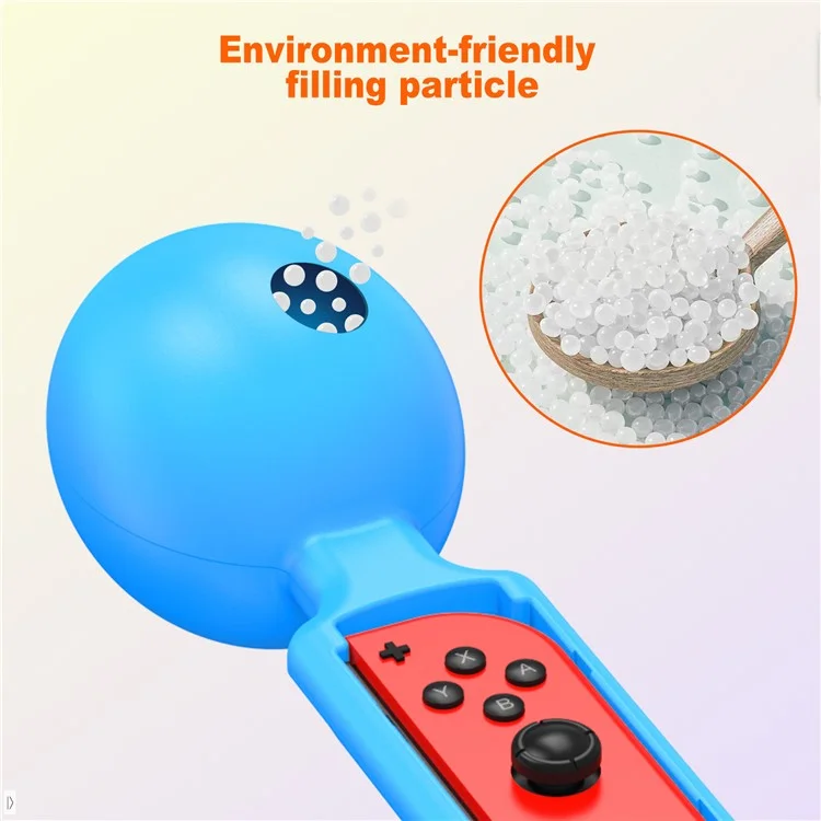 JYS JYS-NS251 2PCS Para Nintendo Switch Joy-Con Music Sand Hammer Hand Grips Game Controllers - Vermelho+Azul