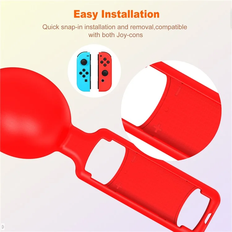 JYS JYS-NS251 2PCS Para Nintendo Switch Joy-Con Music Sand Hammer Hand Grips Game Controllers - Vermelho+Azul
