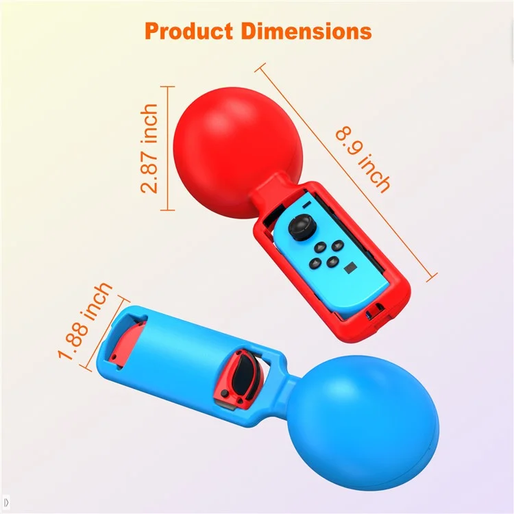 JYS JYS-NS251 2PCS Para Nintendo Switch Joy-Con Music Sand Hammer Hand Grips Game Controllers - Vermelho+Azul