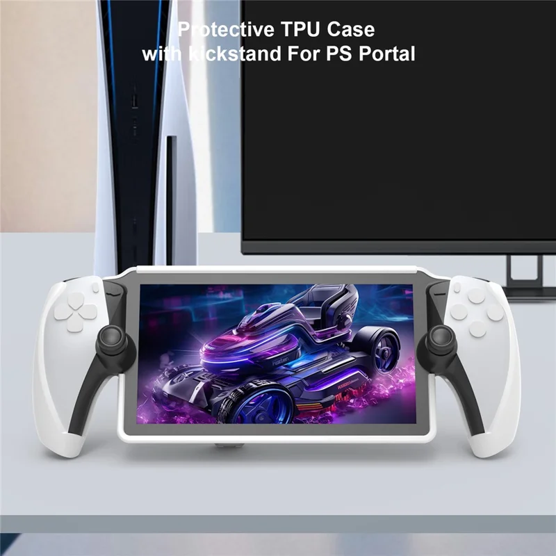 JYS JYS-P5191 For PS5 Portal TPU Protective Case Game Console Anti-drop Shell with Kickstand - White
