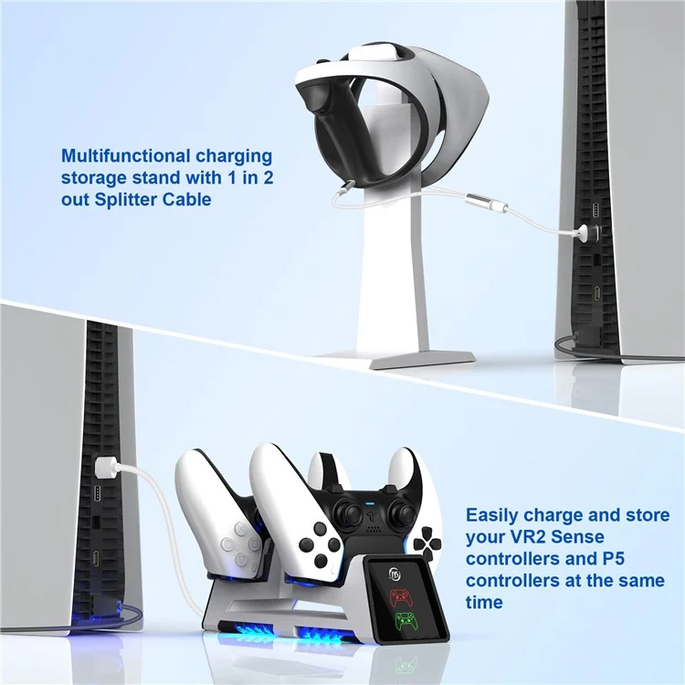 JYS JYS-P5167 para PS5 / Base de Carregamento Magnética de Dois Slots PS5 Edge Controller VR Headset Storage Rack