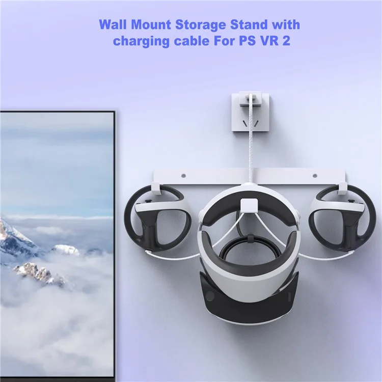 JYS JYS-P5170 Für PS VR2 Wandhalterung Eisenaufbewahrungsständer VR-Headset Controller Rack mit Ladekabel