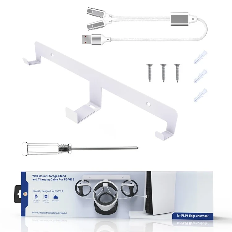 JYS JYS-P5170 Für PS VR2 Wandhalterung Eisenaufbewahrungsständer VR-Headset Controller Rack mit Ladekabel